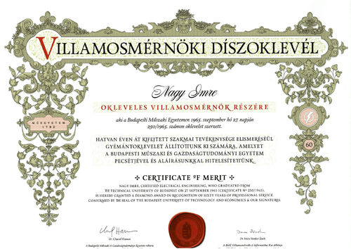 Gyémántoklevél - Nagy Imre